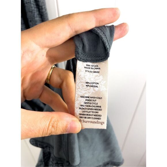 Soft Surroundings Gray Print Long Maxi Off Shoulders Shift Dress Size PM - Picture 8 of 8